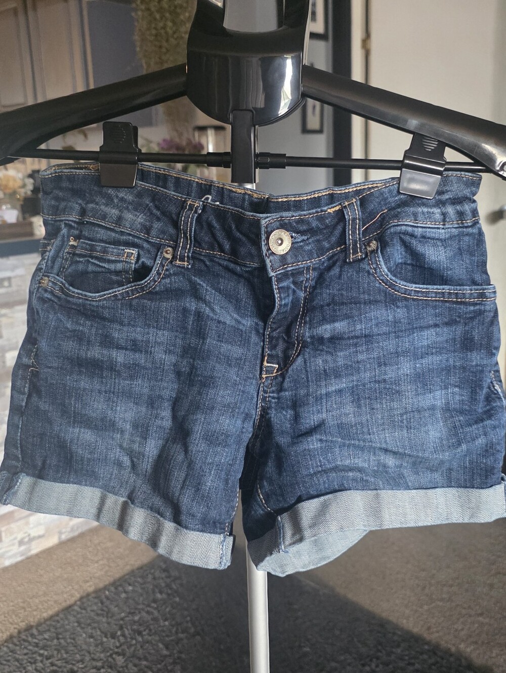 Aeropostale Dark Blue Denim Rolled-Hem Women's Shorts